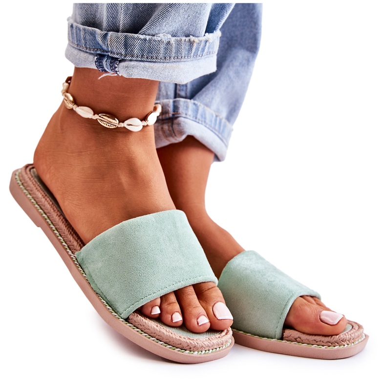 FJ1 Pantuflas Mujer Ante Verde Atardecer FJ1 Pantuflas Mujer Ante Verde Atardecer