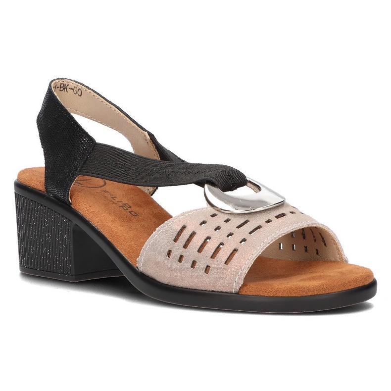 Filippo DS2308/22 Bk Go sandalias de piel calada negro y dorado