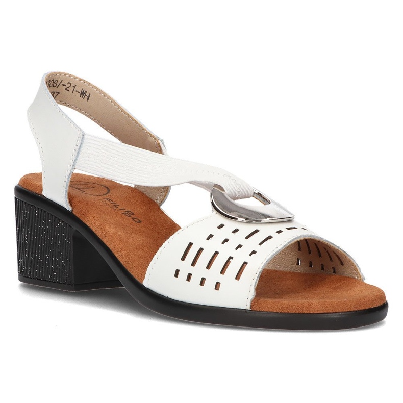 Sandalias abiertas de cuero con Filippo DS2308/22 Decoración blanca blanco