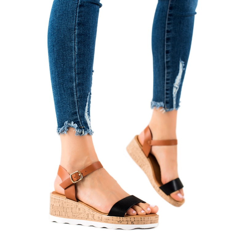 Cm Paris Sandalias de cuña clásicas marrón negro