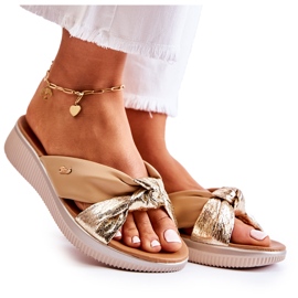 PE1 Zapatillas Mujer Cómodas Piel Beige y Oro Neyla dorado