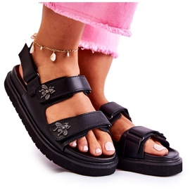 S.Barski Sandalias De Mujer Con Adorno Elly Negro