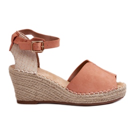 Sandalias Mujer Cuña Cómodas Rosa Claro Dellia