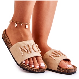 PE1 Zapatillas Clásicas Ante Cuentas Beige Vayana