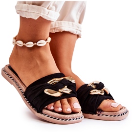 FK1 Pantuflas De Ante Con Cadena Louie Negra Decorativa negro