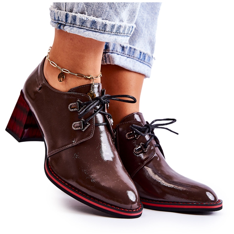 S.Barski Zapatos Con Cremallera Marrón y Rojo Laurosa