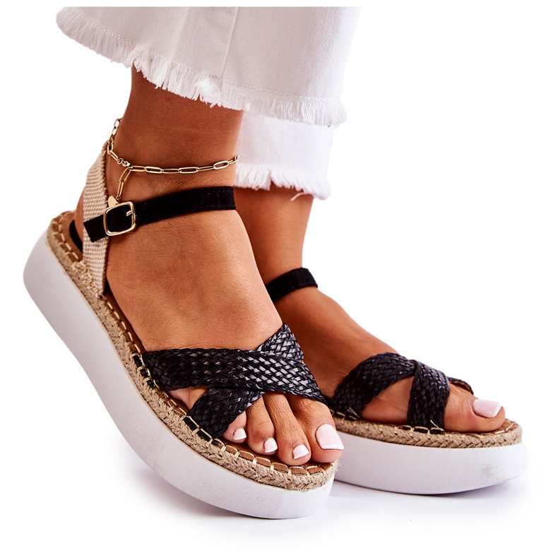 FL1 Sandalias trenzadas para mujer en la plataforma Black Selea negro FL1 Sandalias trenzadas para mujer en la plataforma Black Selea negro