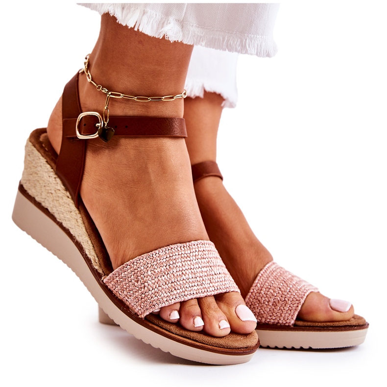 PE1 Sandalias Cuña Tenerife Trenzas Rosa beige marrón rosado