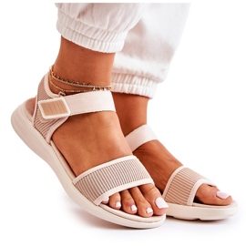 PE1 Sandalias Mujer Cómodas Con Velcro Beige Sidney