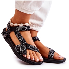Sandalias de mujer con velcro Venna de color negro blanco