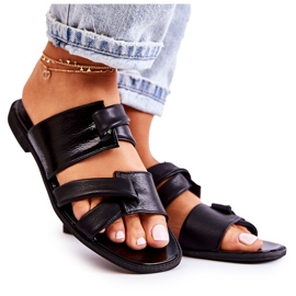 Cómodas Pantuflas De Mujer De Cuero Maciejka 05549-01 Negro