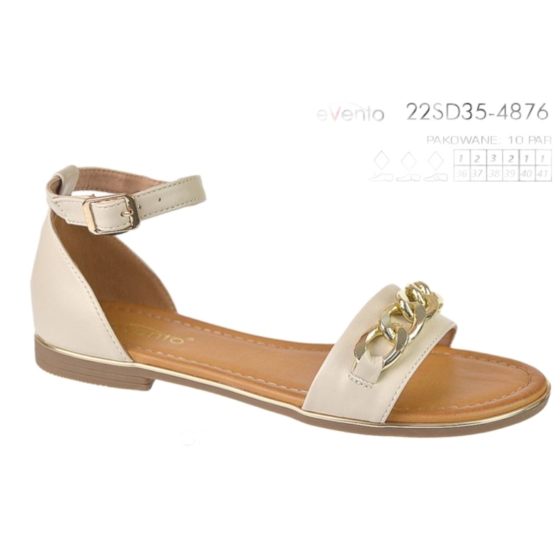 Evento Sandalias para mujeres con cadena de oro 22SD35-4876 beige