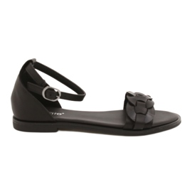 Evento Sandalias para mujeres con trenza 22SD35-4604 Negro