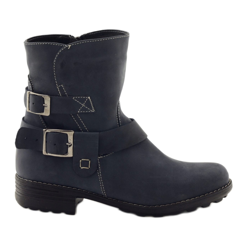 Botas de invierno de piel para mujer Gregors 544 azul marino