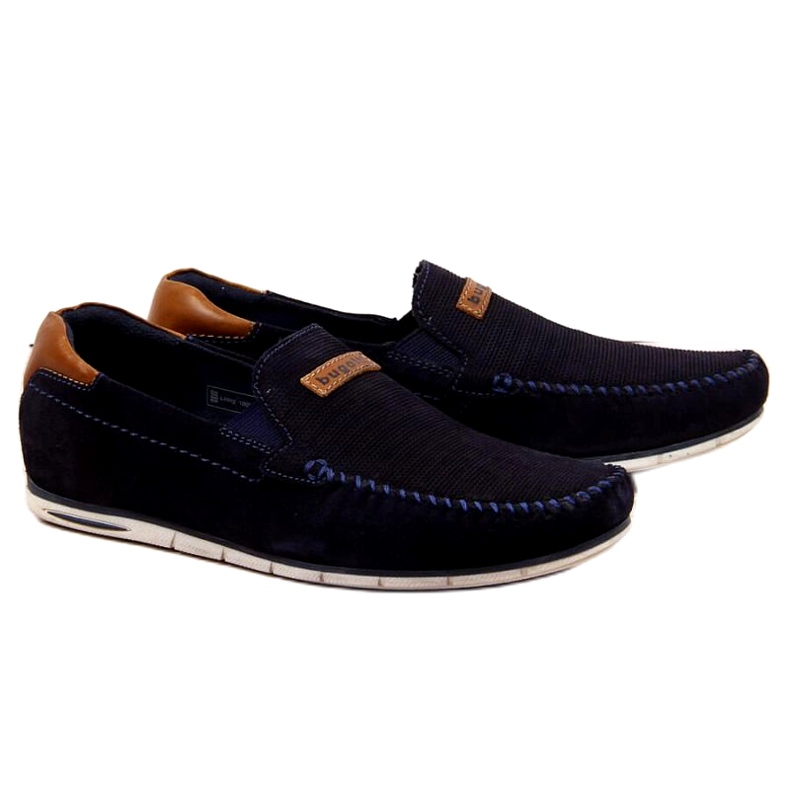 Mocasines piel Bugatti M HH153084 azul marino marrón