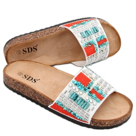 Babucha Taida Corcho Blanco rojo azul plata