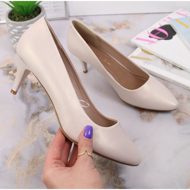 Zapatos de salón pin beige perla W Sergio Leone