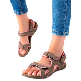 SANDIC Sandalias Deportivas Con Velcro marrón rosado