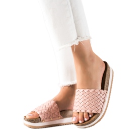 SHELOVET Pantuflas Trenzadas En La Plataforma rosa