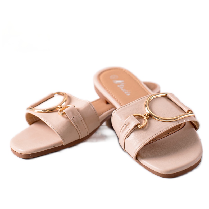 SHELOVET Zapatillas elegantes con adorno beige