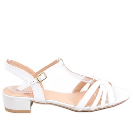 Sandalias tacón bajo Blanco Brillo Sandalias tacón bajo Blanco Brillo