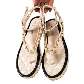 Seastar Sandalias chanclas con cadena decorativa beige