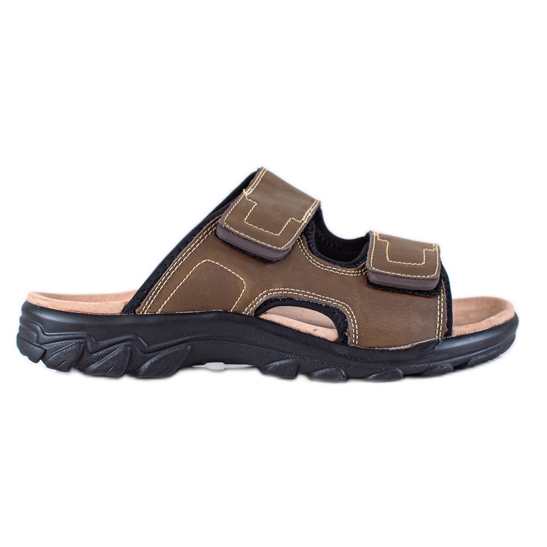 DK Pantuflas de cuero para hombre marrón