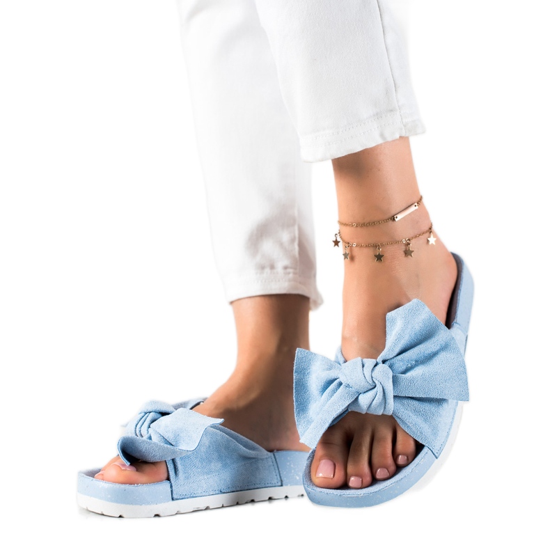 SHELOVET Zapatillas de moda con lazo. azul