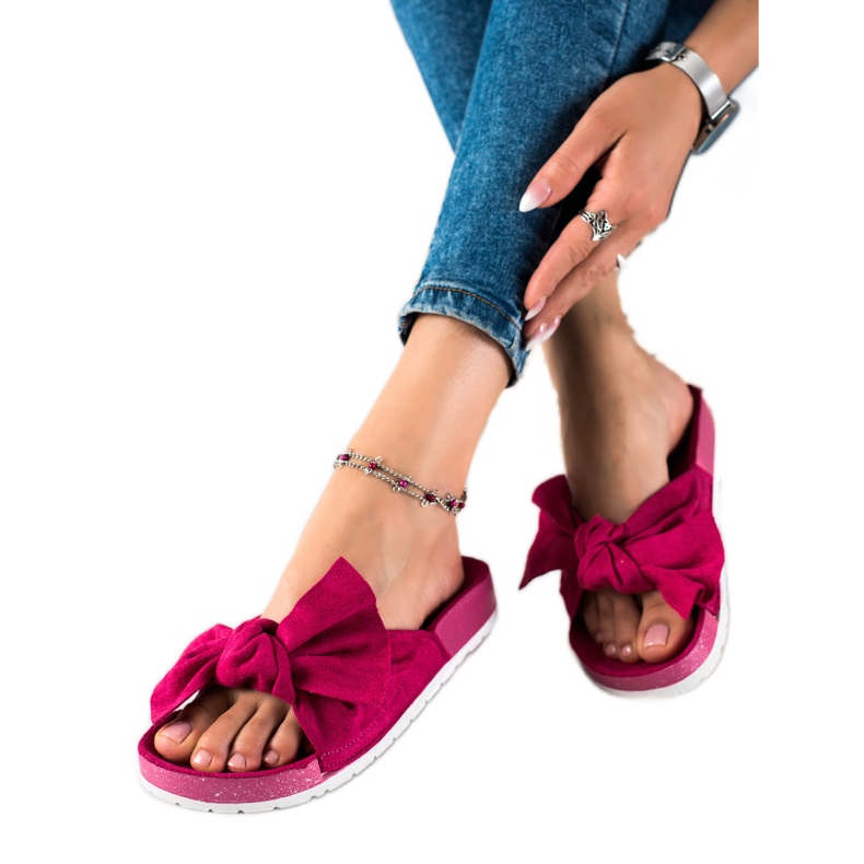 SHELOVET Zapatillas de moda con un lazo rosado SHELOVET Zapatillas de moda con un lazo rosado