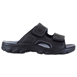 DK Pantuflas de cuero para hombre negro DK Pantuflas de cuero para hombre negro