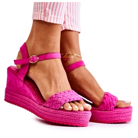 FB2 Sandalias Cuña Ante Fucsia Gabriel rosado