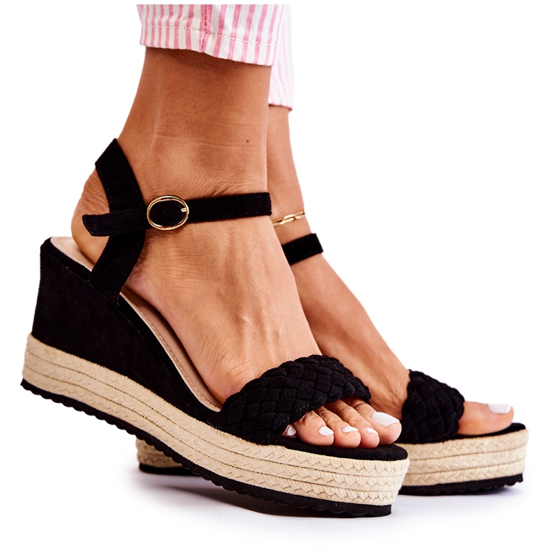 FB2 Sandalias de cuña de ante negro Gabriela beige
