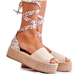FB2 Sandalias Cuña Ante Livia Beige