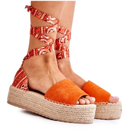FB2 Sandalias Cuña Ante Naranja Livia