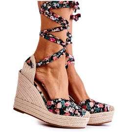 FB2 Sandalias De Cuña De Moda Lamela Negra negro multicolor