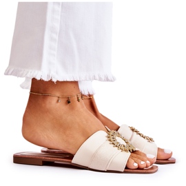 PS1 Cómodas Pantuflas De Mujer Con Adorno Ginera Beige Claro