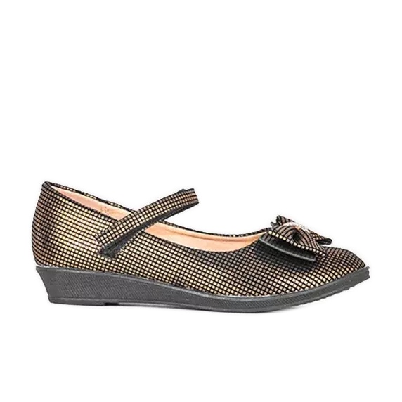 Bailarinas infantiles doradas con lazo de Tienne negro Bailarinas infantiles doradas con lazo de Tienne negro