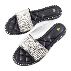 BM Pantuflas perla Kincaid negras blanco negro BM Pantuflas perla Kincaid negras blanco negro