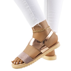 Sandalias rosas de mujer Laval multicolor dorado