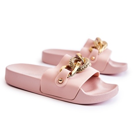 FK1 Pantuflas Infantiles De Goma Con Cadena Decorativa Rosa Suzie rosado