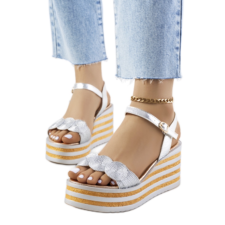 Sandalias plata cuña Hanan