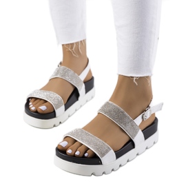 Sandalias blancas adornadas con circonitas cúbicas Felding blanco