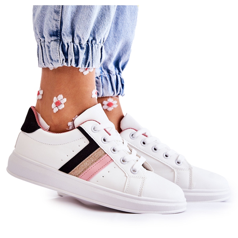FK2 Deportivas de mujer atadas en blanco Renesme negro rosado dorado