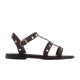 Marco Shoes Sandalias de piel con tachuelas doradas negro