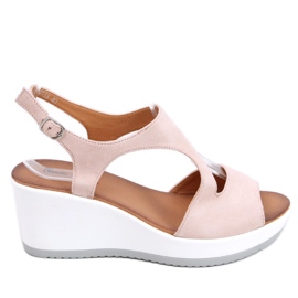 Sandalias cuña Patty Nude beige rosa