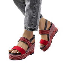 Sandalias cuña Rocha rojas rojo