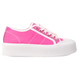 SHELOVET Zapatillas de deporte en una plataforma ancha rosa