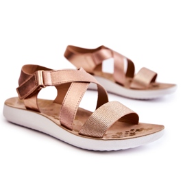S.Barski Sandalias Infantiles Con Velcro Rosa Oro Alise dorado dorado