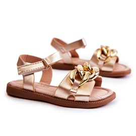 FR1 Sandalias Infantiles Con Velcro Layra Dorado ['dorado']