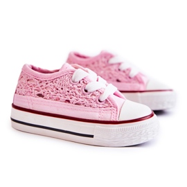 Deportivas Infantiles Con Cordones Blancos Roly-Poly rosado